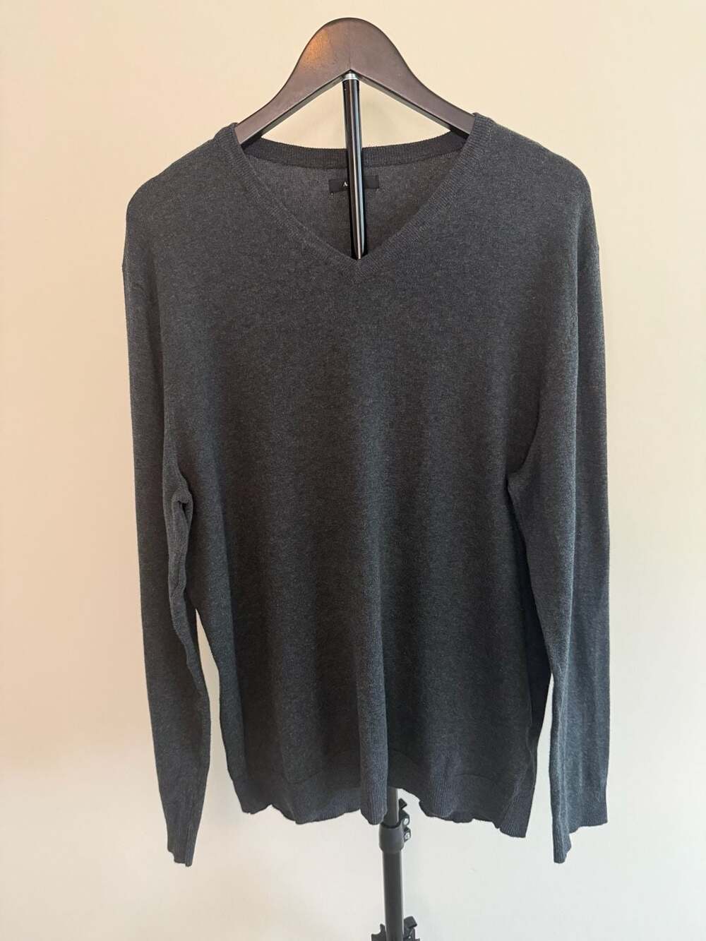 Alfani Men's Charcoal Grey V-Neck Cotton Blend Sweater, Size L